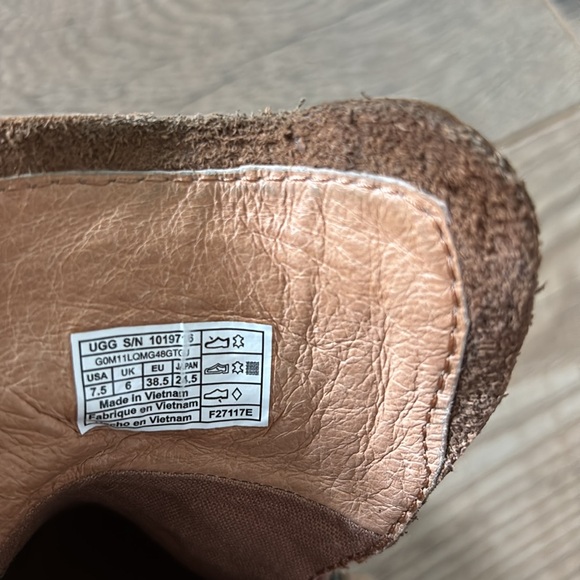 Ugg Olive-Style High-Top Sneaker Chestnut Leather Sherpa Cuff w/Laces Size 7.5 - Picture 7 of 8